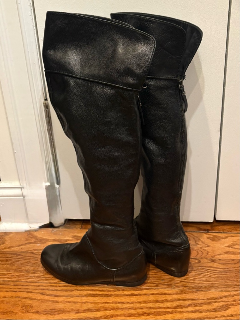 Via Spiga Black Over-The-Knee Leather Boots